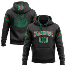 Load image into Gallery viewer, Custom Stitched Black Kelly Green-Red Football Pullover Sweatshirt Hoodie
