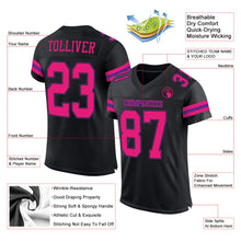 Load image into Gallery viewer, Custom Black Hot Pink-Purple Mesh Authentic Football Jersey
