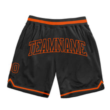 Load image into Gallery viewer, Custom Black Black-Orange Authentic Throwback Basketball Shorts
