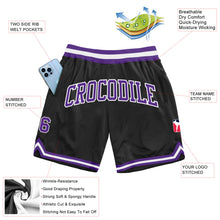 Load image into Gallery viewer, Custom Black Purple-White Authentic Throwback Basketball Shorts
