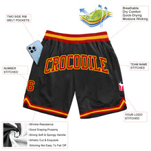 Load image into Gallery viewer, Custom Black Red-Gold Authentic Throwback Basketball Shorts
