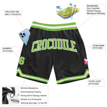 Load image into Gallery viewer, Custom Black Neon Green-White Authentic Throwback Basketball Shorts
