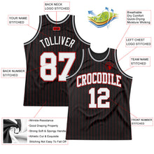 Load image into Gallery viewer, Custom Black Red Pinstripe White Gray-Red Authentic Basketball Jersey
