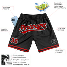 Load image into Gallery viewer, Custom Black Red-White Authentic Throwback Basketball Shorts
