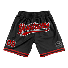 Load image into Gallery viewer, Custom Black Red-White Authentic Throwback Basketball Shorts
