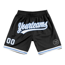 Load image into Gallery viewer, Custom Black White-Light Blue Authentic Throwback Basketball Shorts
