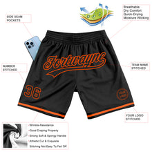 Load image into Gallery viewer, Custom Black Orange Authentic Throwback Basketball Shorts
