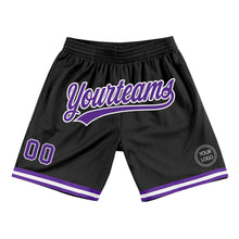 Load image into Gallery viewer, Custom Black Purple-White Authentic Throwback Basketball Shorts
