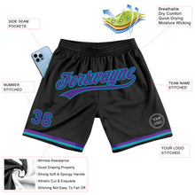 Load image into Gallery viewer, Custom Black Purple-Teal Authentic Throwback Basketball Shorts
