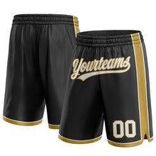 Load image into Gallery viewer, Custom Black White-Old Gold Authentic Basketball Shorts
