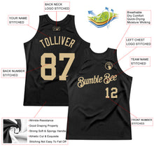 Load image into Gallery viewer, Custom Black Vegas Gold Authentic Throwback Basketball Jersey
