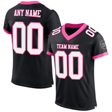 Load image into Gallery viewer, Custom Black White-Pink Mesh Authentic Football Jersey
