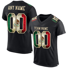 Load image into Gallery viewer, Custom Black Vintage Mexican Flag-City Cream Mesh Authentic Football Jersey
