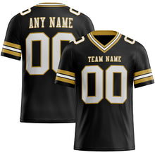 Load image into Gallery viewer, Custom Black White-Old Gold Mesh Authentic Football Jersey
