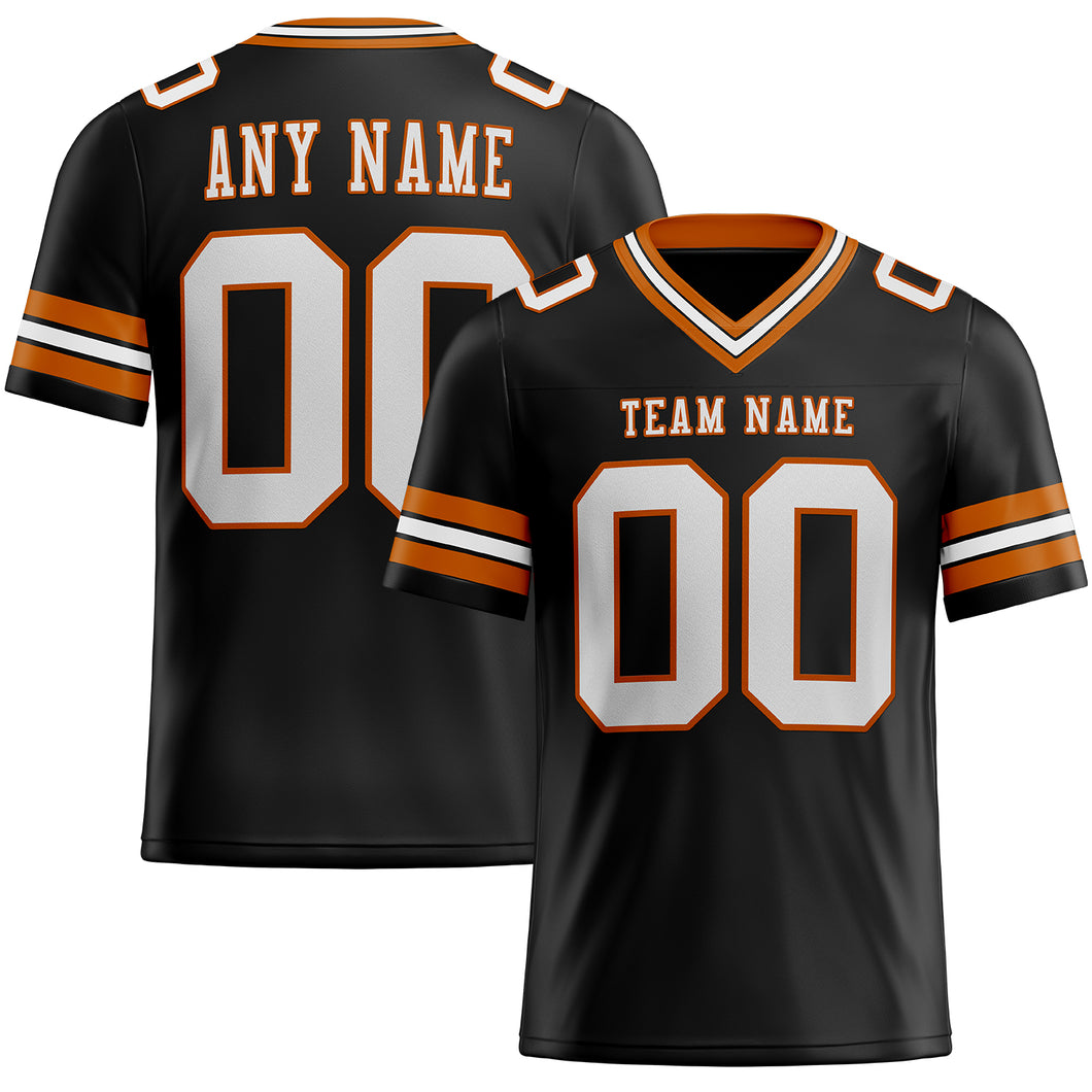 Custom Black White-Texas Orange Mesh Authentic Football Jersey