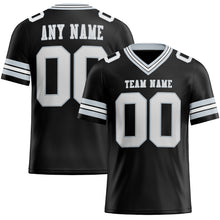 Load image into Gallery viewer, Custom Black White-Silver Mesh Authentic Football Jersey
