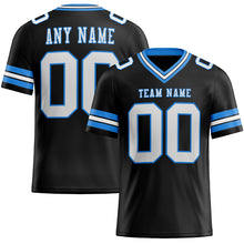 Load image into Gallery viewer, Custom Black White-Electric Blue Mesh Authentic Football Jersey
