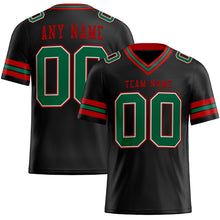 Load image into Gallery viewer, Custom Black Kelly Green-Red Mesh Authentic Football Jersey
