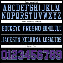 Load image into Gallery viewer, Custom Black Purple-Light Blue Mesh Authentic Football Jersey
