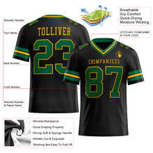 Load image into Gallery viewer, Custom Black Kelly Green-Gold Mesh Authentic Football Jersey
