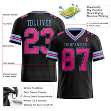 Load image into Gallery viewer, Custom Black Pink-Light Blue Mesh Authentic Football Jersey
