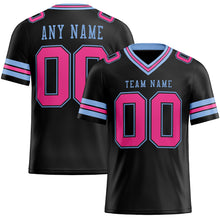 Load image into Gallery viewer, Custom Black Pink-Light Blue Mesh Authentic Football Jersey
