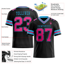 Load image into Gallery viewer, Custom Black Pink-Sky Blue Mesh Authentic Football Jersey
