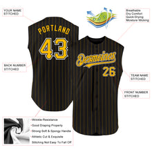 Load image into Gallery viewer, Custom Black Royal Pinstripe White-Orange Authentic Sleeveless Baseball Jersey
