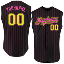 Load image into Gallery viewer, Custom Black Pink Pinstripe Purple Authentic Sleeveless Baseball Jersey
