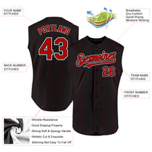 Load image into Gallery viewer, Custom Black Red Pinstripe White Authentic Sleeveless Baseball Jersey
