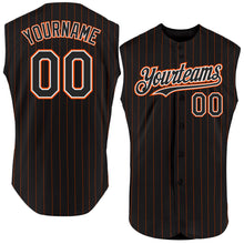 Load image into Gallery viewer, Custom Black Orange Pinstripe White Authentic Sleeveless Baseball Jersey
