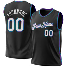 Load image into Gallery viewer, Custom Black Purple-Teal Authentic Throwback Basketball Jersey
