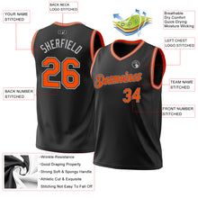 Load image into Gallery viewer, Custom Black Orange-Gray Authentic Throwback Basketball Jersey
