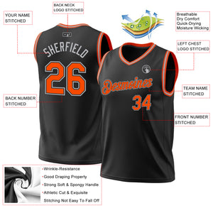 Custom Black Orange-Gray Authentic Throwback Basketball Jersey