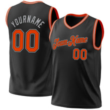 Load image into Gallery viewer, Custom Black Orange-Gray Authentic Throwback Basketball Jersey
