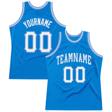 Load image into Gallery viewer, Custom Blue White-Light Blue Authentic Throwback Basketball Jersey
