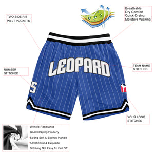 Custom Blue White Pinstripe White-Gray Authentic Basketball Shorts