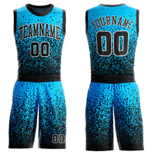 Load image into Gallery viewer, Custom Blue Black-White Round Neck Sublimation Basketball Suit Jersey
