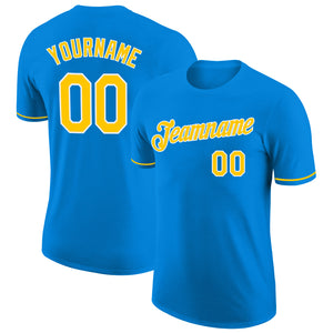 Custom Blue Gold-White Performance T-Shirt