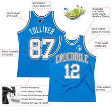 Load image into Gallery viewer, Custom Blue White-Black Authentic Throwback Basketball Jersey
