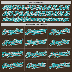 Custom Brown Teal-White Authentic Baseball Jersey