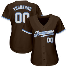 Load image into Gallery viewer, Custom Brown White-Light Blue Authentic Baseball Jersey
