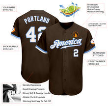 Load image into Gallery viewer, Custom Brown White-Light Blue Authentic Baseball Jersey
