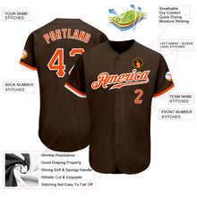 Load image into Gallery viewer, Custom Brown Orange-White Authentic Baseball Jersey
