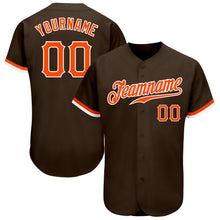 Load image into Gallery viewer, Custom Brown Orange-White Authentic Baseball Jersey
