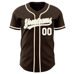 Custom Brown White-Cream Authentic Baseball Jersey