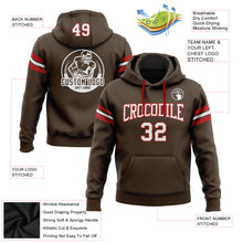 Load image into Gallery viewer, Custom Stitched Brown White-Red Football Pullover Sweatshirt Hoodie
