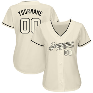 Custom Cream Cream-Black Authentic Baseball Jersey