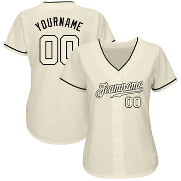 Custom Cream Cream-Black Authentic Baseball Jersey