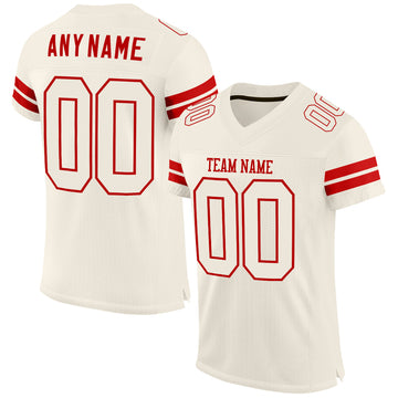 Custom Cream Cream-Red Mesh Authentic Football Jersey